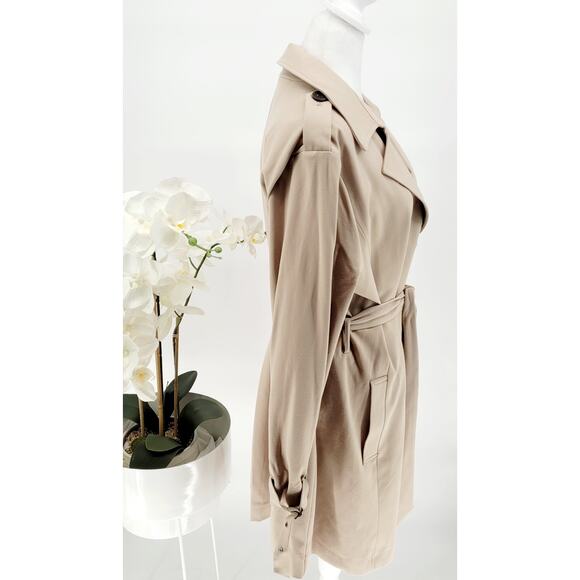 Simply Vera Vera Wang Womens Camel Belted Single Breast Trench Coat Size XL - Picture 4 of 11